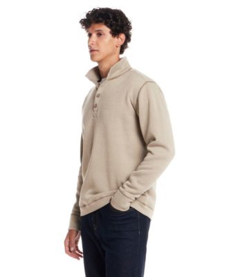Men's Quarter Button Mock Neck Sweater Fleece