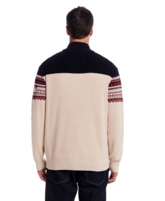 Men's Maine Fairisle Two Tone Quarter Zip Sweater