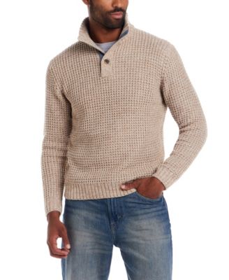Men's Textured Mixy Fabric Mock Neck Sweater