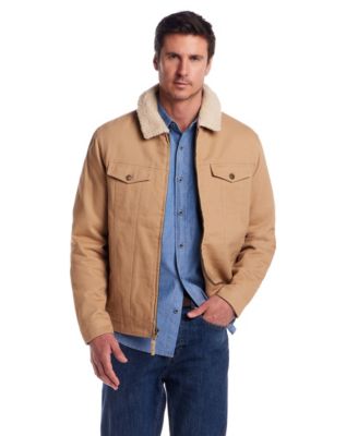 Men's Long Sleeve Zip Front Sherpa Collar Trucker Jacket