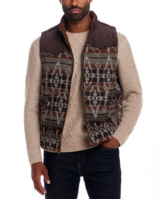 Lined Mixed Media Western Printed Vest