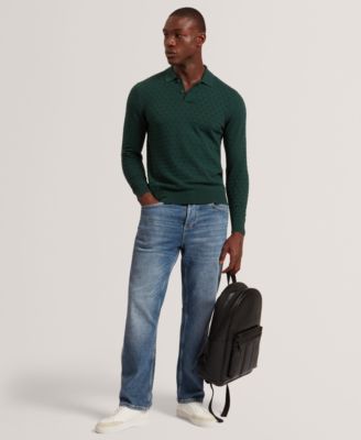 Men's Gaten T Stitch Long Sleeve Polo Shirt