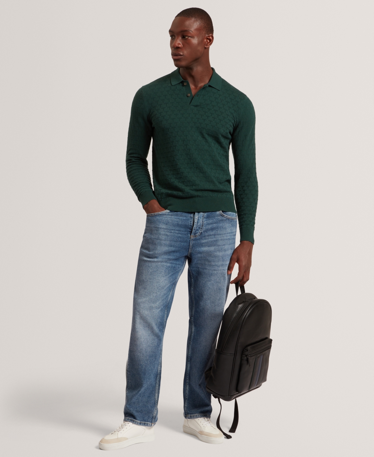 Ted Baker Men's Gaten T Stitch Long Sleeve Polo Shirt