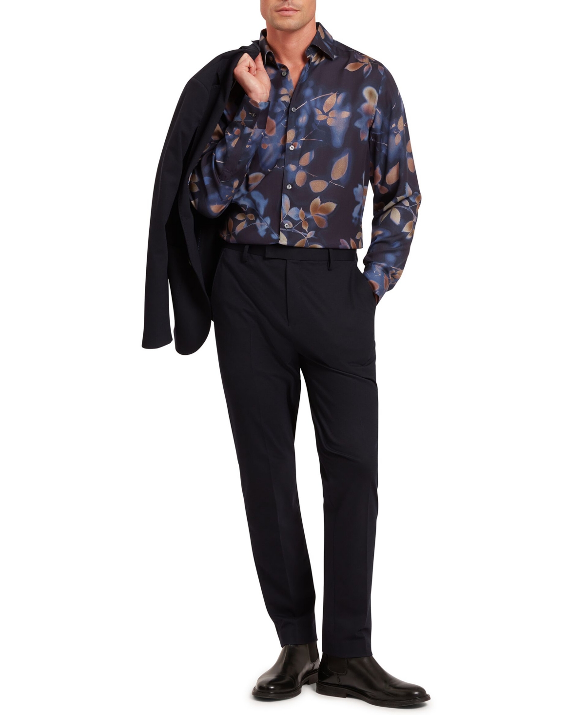 Ted Baker Kalmill Regular Fit Leaf Shadow Print Long Sleeve Shirt