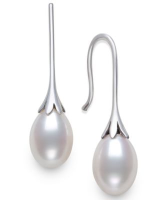 Belle de Mer - Cultured Freshwater Drop Pearl (7-8mm) Earrings in Sterling Silver