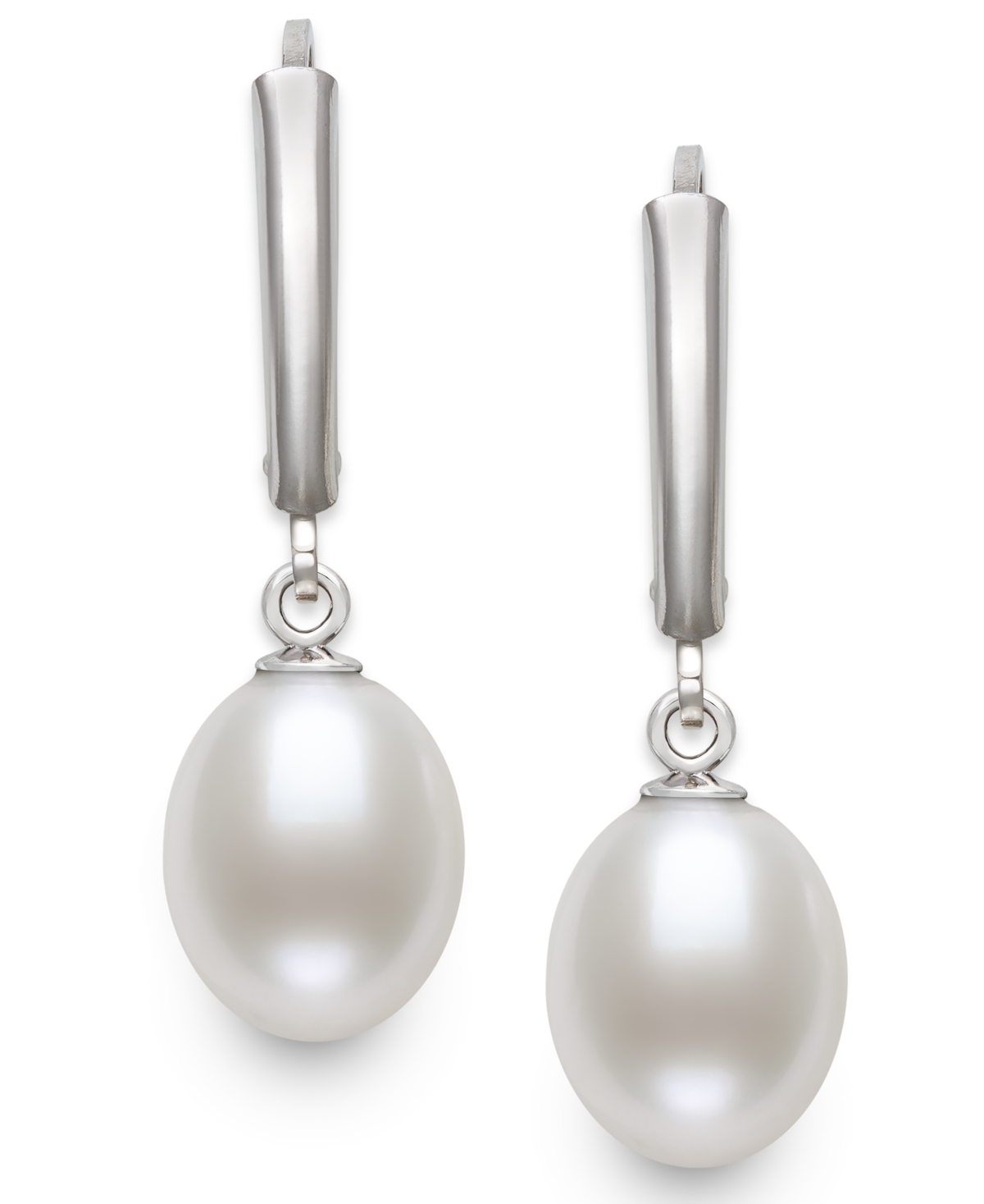 Belle De Mer Cultured Freshwater Drop Pearl (7-8mm) Earrings In Sterling Silver In White