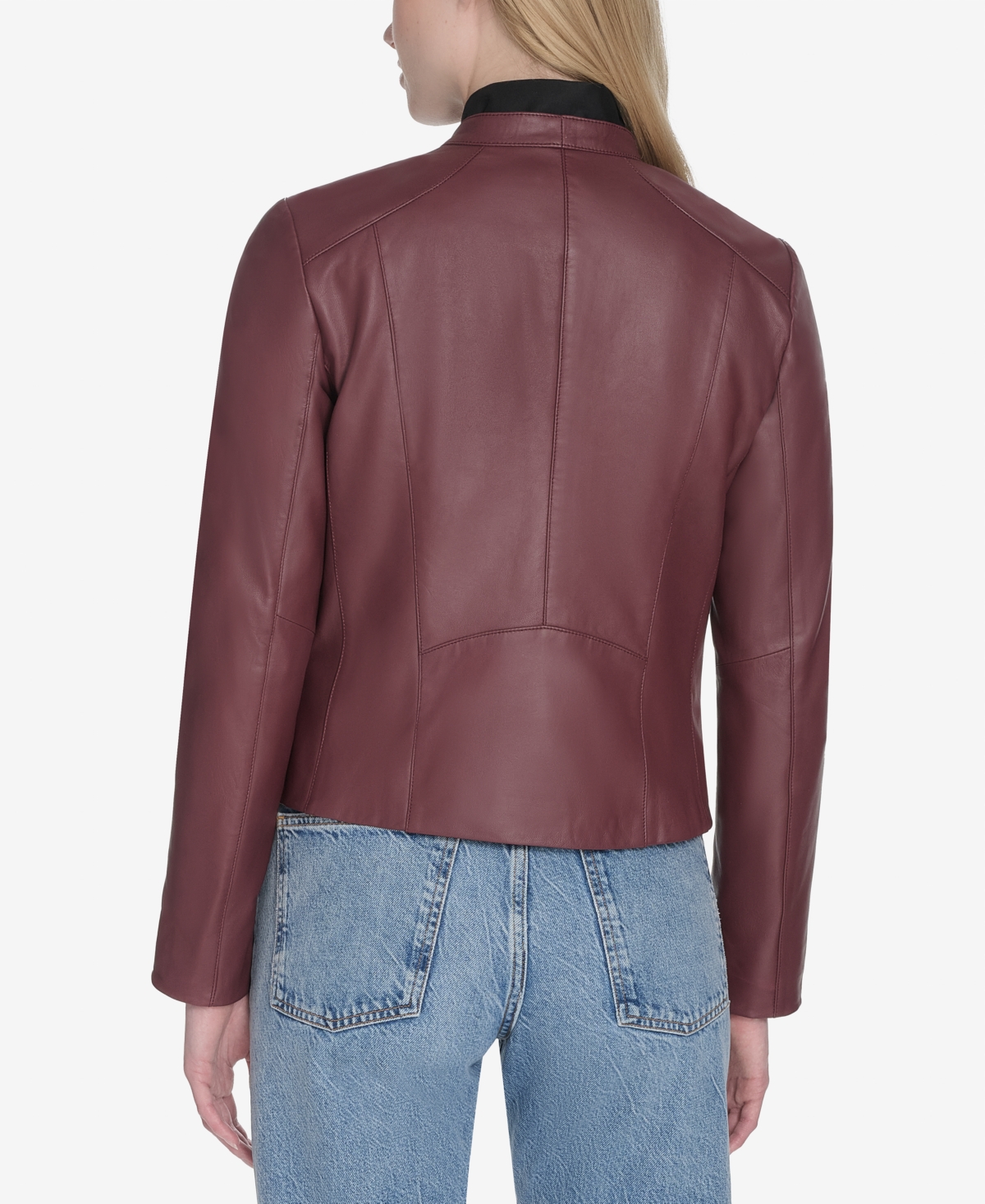 Cole Haan Women's Stand Collar Zip-Front Racer Jacket