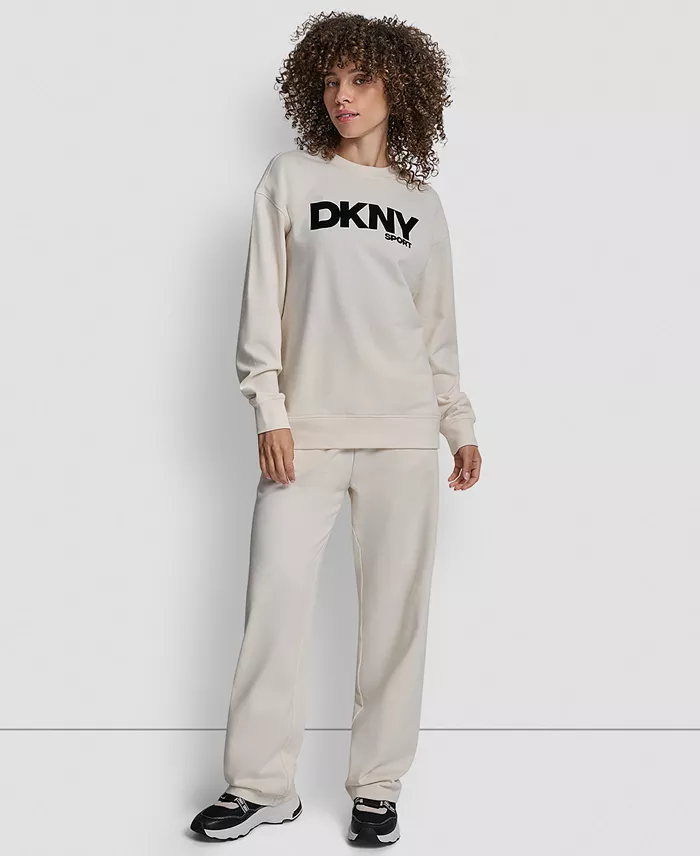 Women's Flocked Logo Boyfriend Open Leg Pants - thumbnail 7