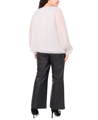 Plus Size Metallic V-Neck Blouse