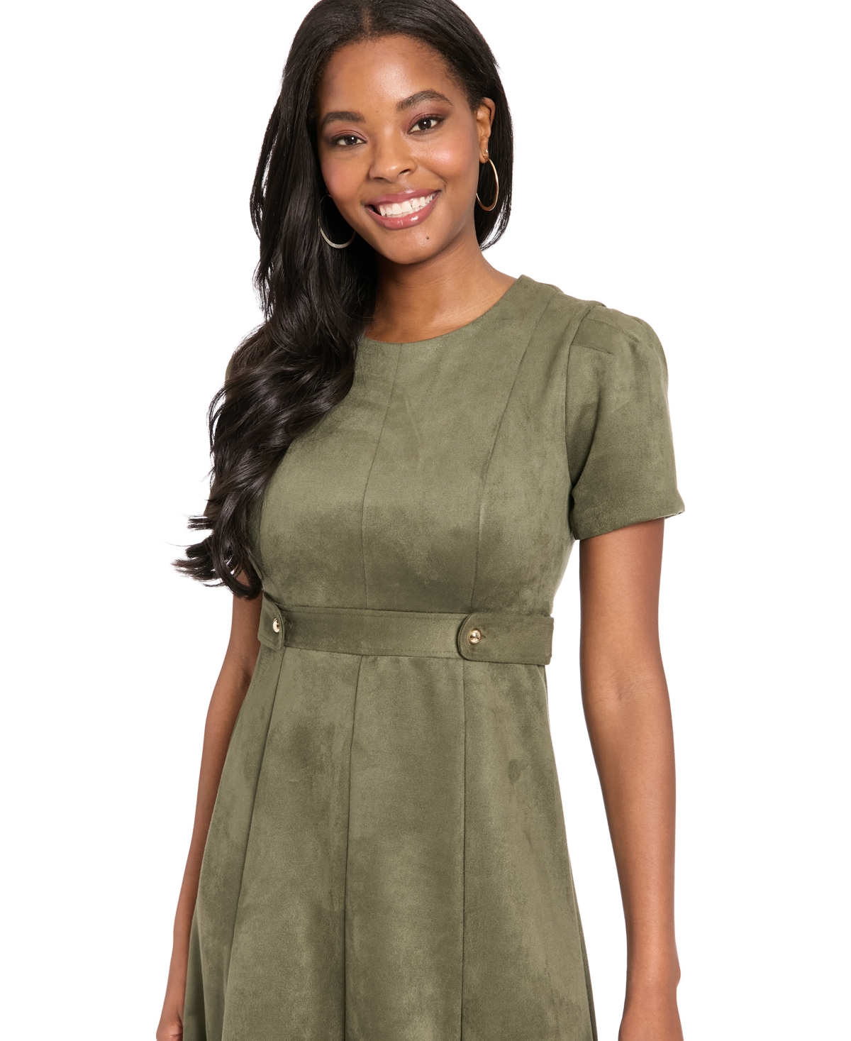 London Times Petite Crewneck Midi Dress In Green