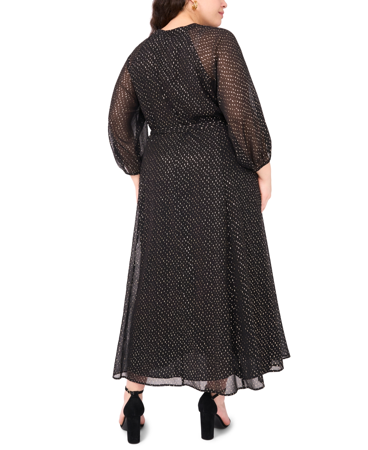 Vince Camuto Plus V-Neck 3/4-Sleeve Belted Maxi Dress
