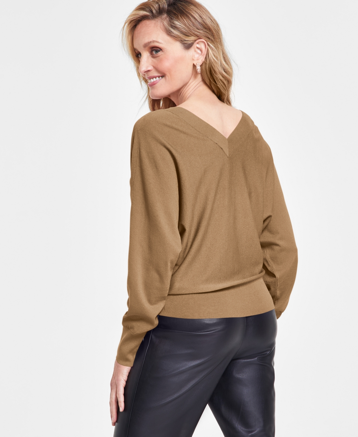 Inc International Concepts Women's V-neck Sweater, Created For Macy's In Brown