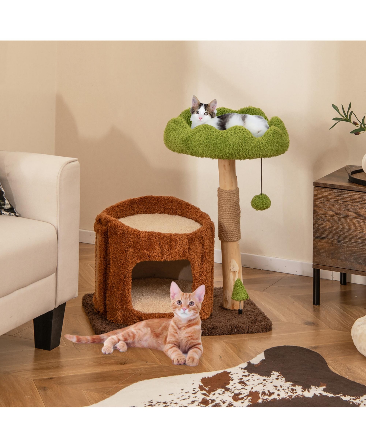 Gymax Multifunctional Cat Tree w/ Sisal Covered Scratching Posts Top Perch Modern