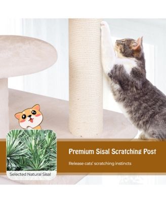 Modern Cat Tree w/Top Perch Cattail Fluff Condo Cozy Nest Sisal Scratching Posts
