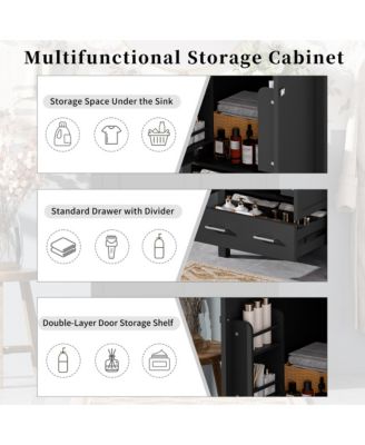 Bathroom Vanity with Integrated Undermount Sink Storage Cabinet Divided Drawer for Versatile Storage