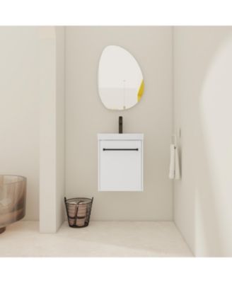 Floating WallMounted Bathroom Vanity with Ceramic Sink For Small Bathroom