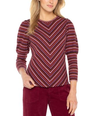 Liverpool Los Angeles - Petite Striped Crewneck Top