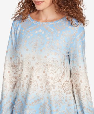 Petite Brushed Medallion Hatchi Knit Top