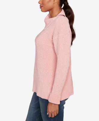 Petite Split Cowl Chenille Pullover Sweater