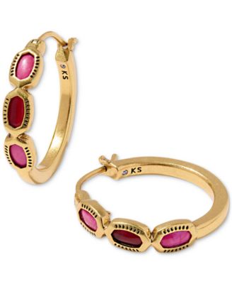 Mini Elisa Multi-Stone Metal-Tone Hoop Earrings