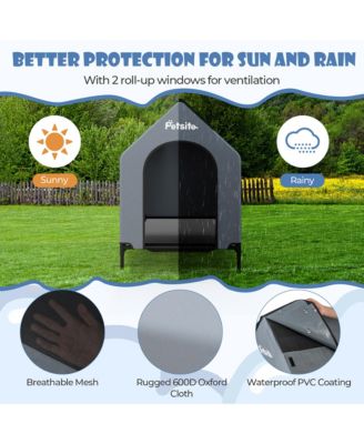 43'' Elevated Dog House for Small Breeds Large Pet House w/ Ventilated Windows