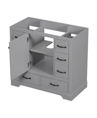 Bathroom Vanity Cabinet Base Only Six Drawers Adjustable Shelf Grey