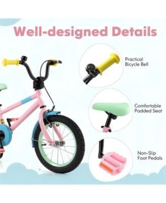 Kids Bike with Adjustable Handlebar and Saddle Pink-14 Inches