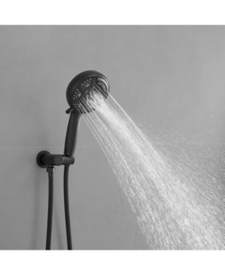 Single-Handle 1-Spray Round Rain Shower Faucet Set with Rain Shower Head & Hand Shower in Brushed Nickel (Valve Included)