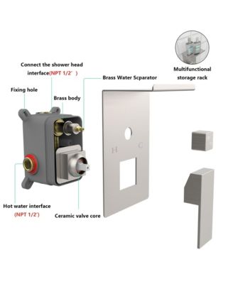 Rainfall Shower System With Storage Rack 10 inch Shower Faucet Set Brushed Nickel with High Pressure with Square Shower Head