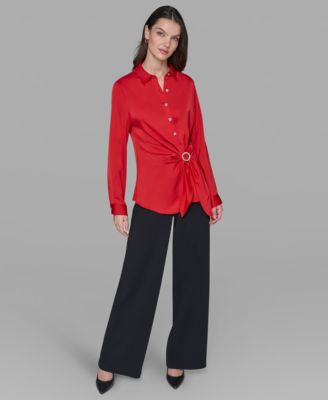 Petite Asymmetric Long Sleeve Top