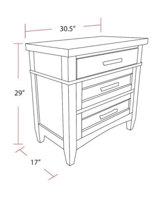 Parker House Americana Modern Bedroom 3 Drawer Nightstand with Charging Station