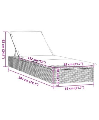 Patio Sunbed Set of 3 Gray PE Rattan, Powder-Coated Steel Large