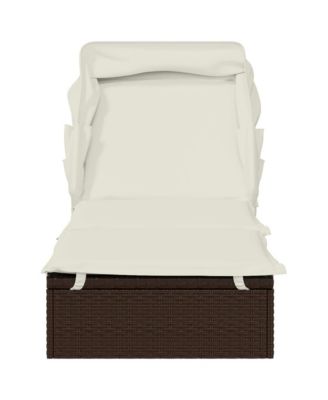 Sunbed Brown PE Rattan, Powder-Coated Steel 83.9x24.8x38.2 in