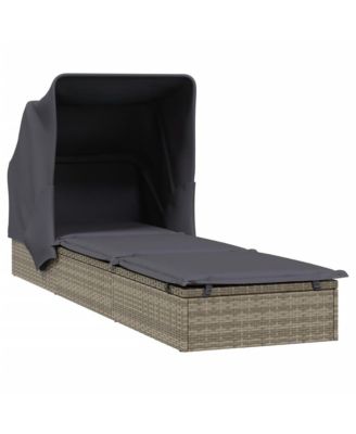 Sunbed Grey PE Rattan, Powder-Coated Steel 83.1 x 25.6 in