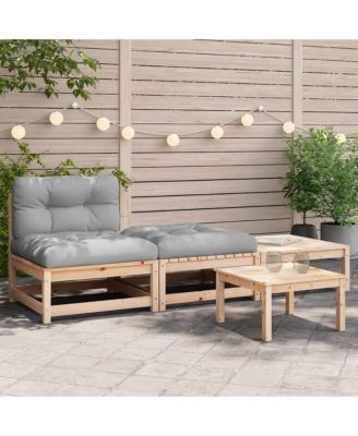 Patio Sofa Gray, Natural Wood
