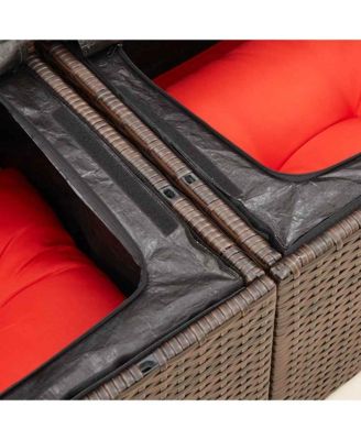 Patio Sofa with Cushions 2-Seater Brown Poly Rattan