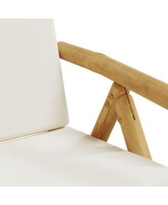 Garden Reclining Chair Set of 2 Cream white Bamboo, fabric