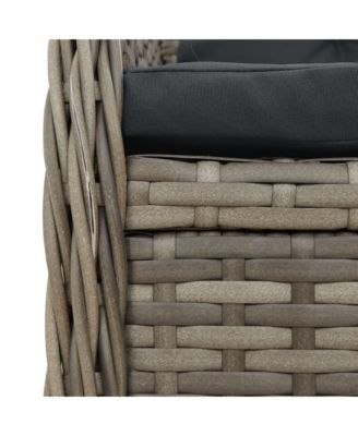 Reclining Garden Chair Grey PE rattan, powder-coated steel Single