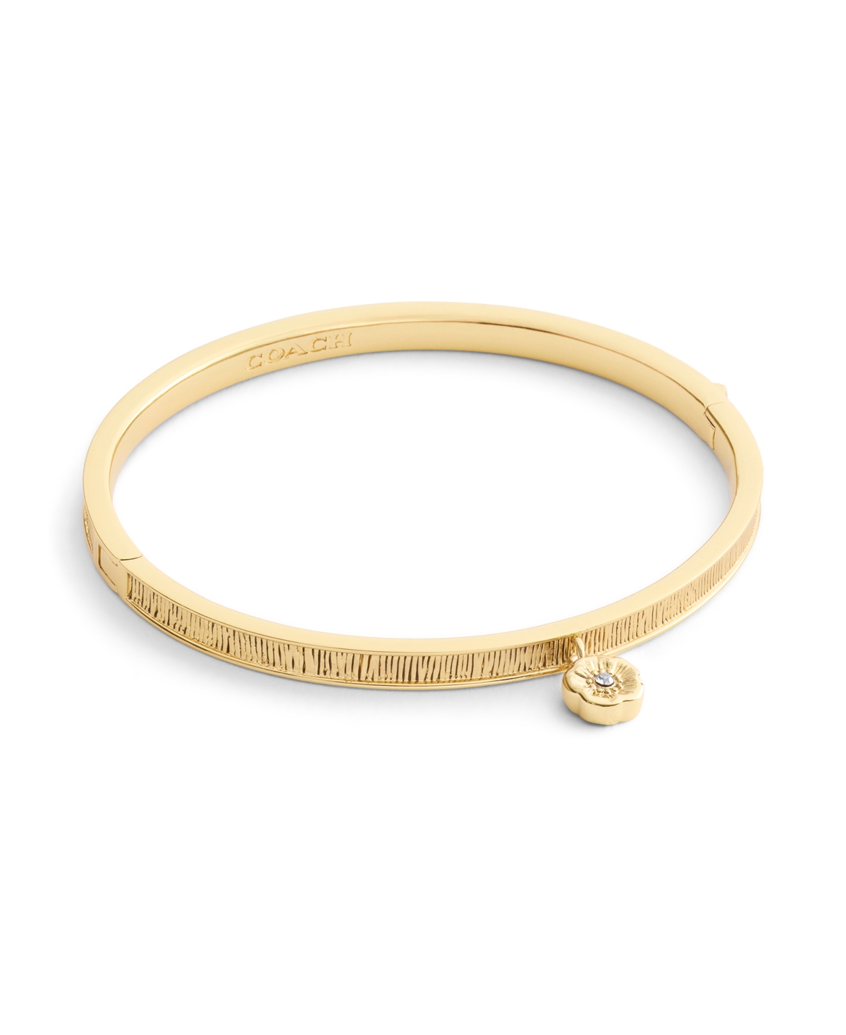 Coach Gold Plated Tea Rose Charm Bangle Bracelets