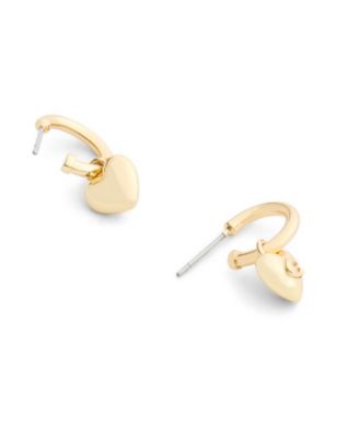 Gold Plated Heart Huggie Drop Earrings