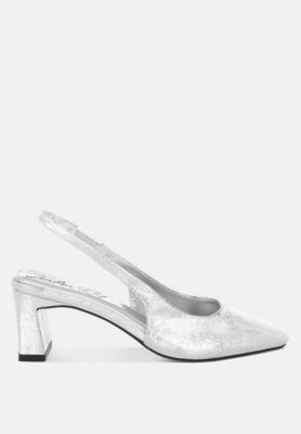 Women's AMBERIN Crinkled Metallic Slingback Heels