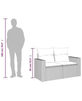 Garden Sofa Beige PE Rattan Two-seater Adjustable Feet