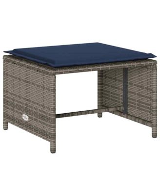 5 Piece Patio Sofa Set with Cushions Stackable Gray Poly Rattan