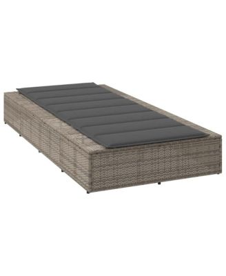 Sunbed Grey PE Rattan Single Cushioned Sun Lounger Rectangular