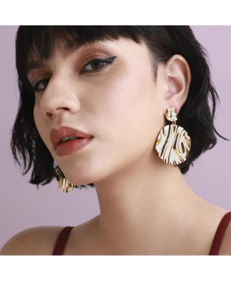 Dented Circular Drop Earrings