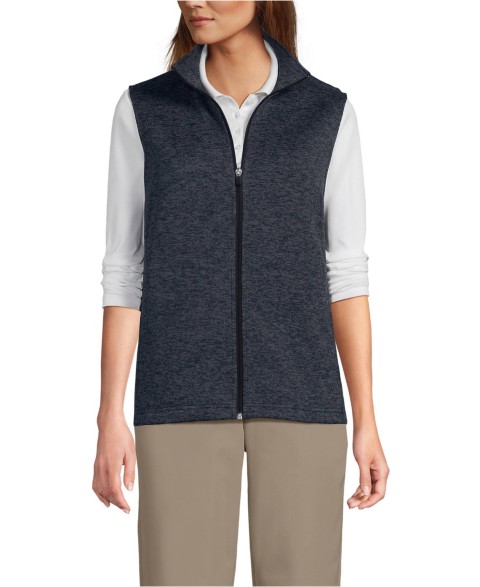 Мужские Lands' End Men's Unisex Sweater Fleece Zip Front Vest