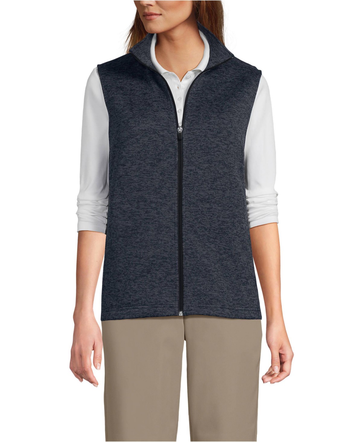 Мужские Lands' End Men's Unisex Sweater Fleece Zip Front Vest — фото 1