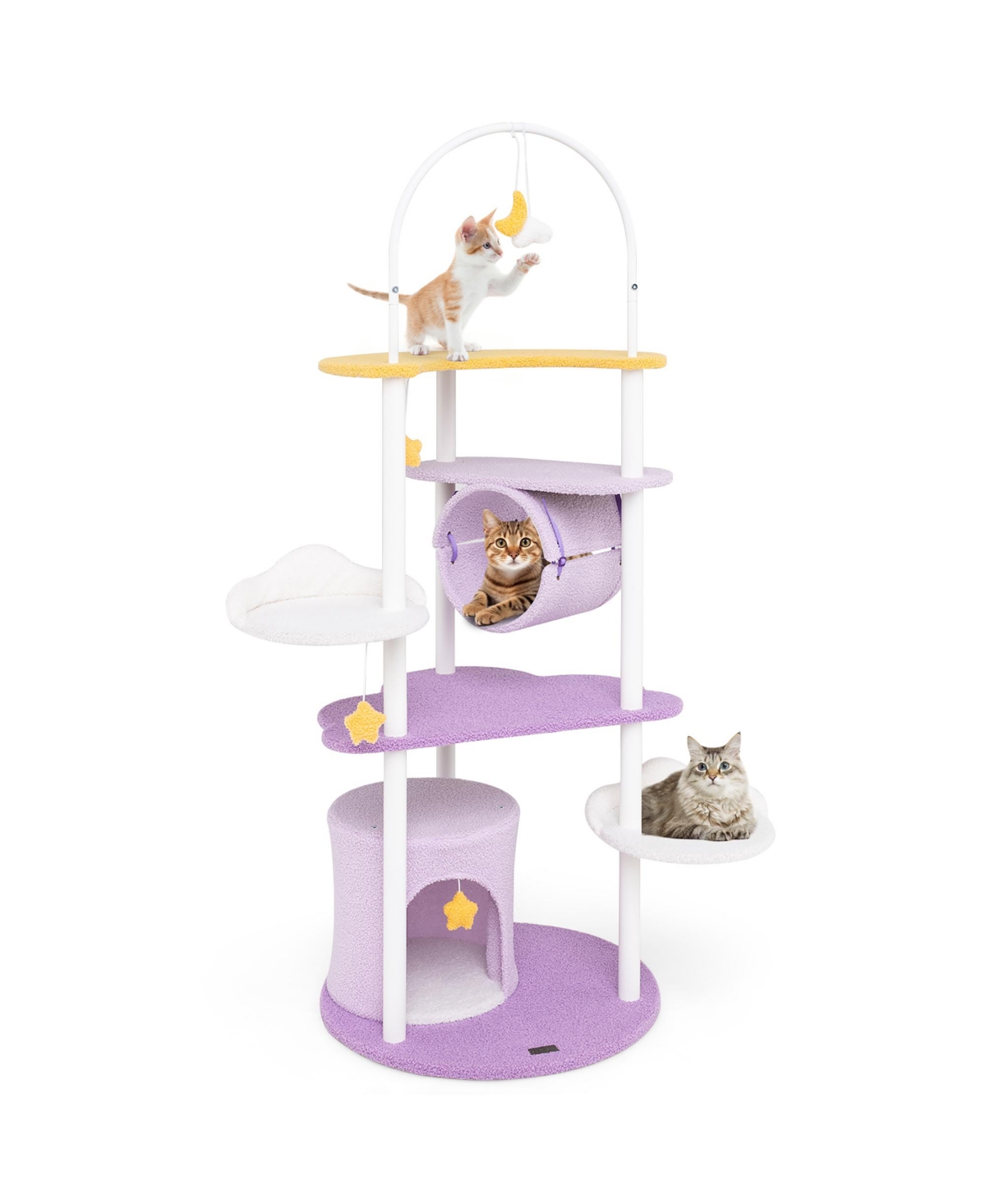 Gymax 62'' Multi-level Cat Tree w/ Moon-Shaped Top Perch Cloud-Shaped Jumping Platform