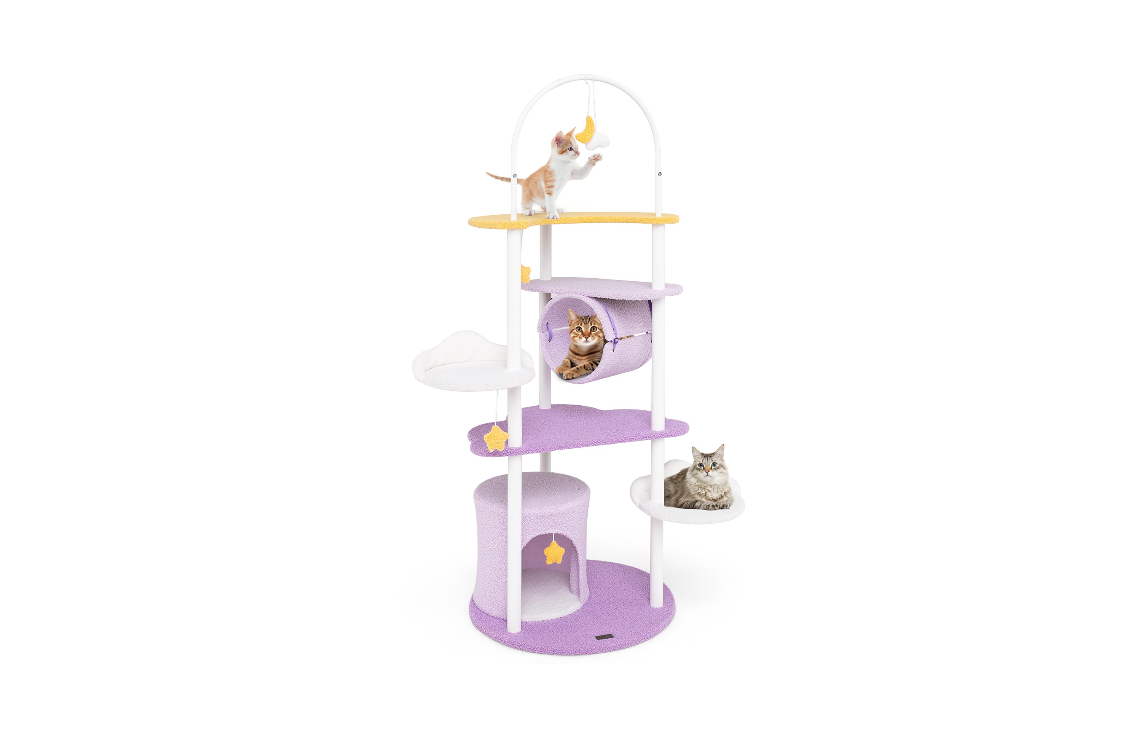 Gymax 62'' Multi-level Cat Tree w/ Moon-Shaped Top Perch Cloud-Shaped Jumping Platform