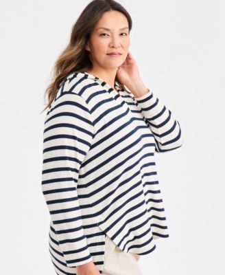 Plus Size Waffle-Knit Hooded Sweatshirt